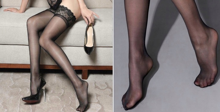 POŃCZOCHY SAMONOŚNE CZARNE KORONKA SEKSOWNE POŁYSK