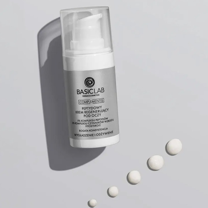 BasicLab peptydowy krem regenerujący pod oczy o bogatej konsystencji 15ml