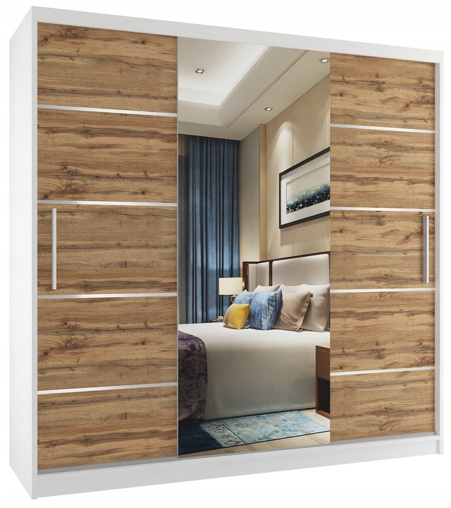 Szafa przesuwna PREMIUM z lustrem SZUFLADY 200 cm