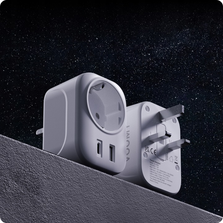 Uniwersalna Przejściówka ADAPTER Gniazda UK EU Ładowarka USB i USB-C ŚWIAT