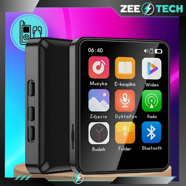 ODTWARZACZ MP3 MP4 32GB BLUETOOTH GŁOŚNIK PL MENU RADIO DYKTAFON