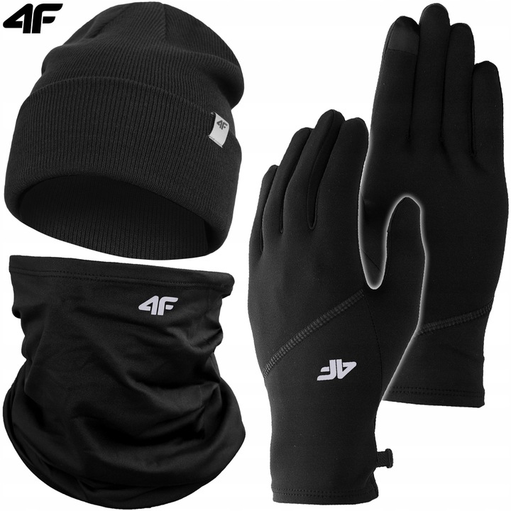 4F KOMPLET ZIMOWY MĘSKI DAMSKI CZAPKA ZIMOWA KOMIN SZAL RĘKAWICZKI