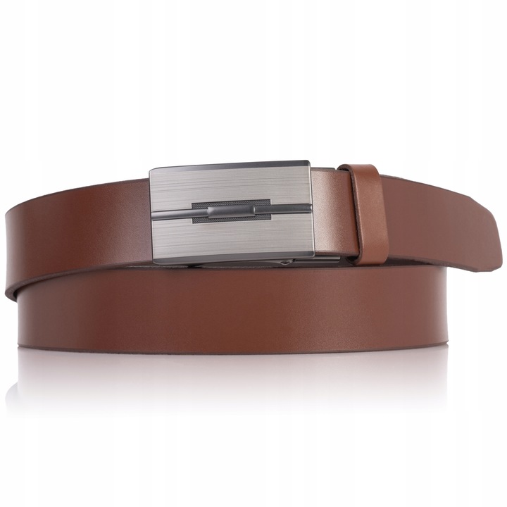 Pasek SKÓRZANY Męski SEPHER Automat BRĄZOWY spodni