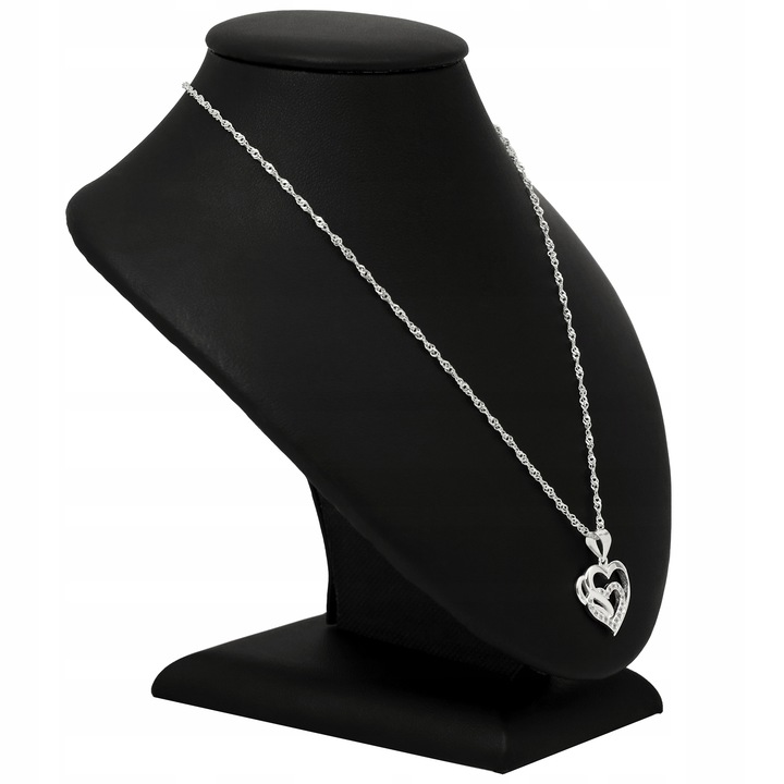 SREBRNY NASZYJNIK SERCE ŁAŃCUSZEK Z ZAWIESZKĄ SREBRO 925 + RÓŻA WIECZNA LED