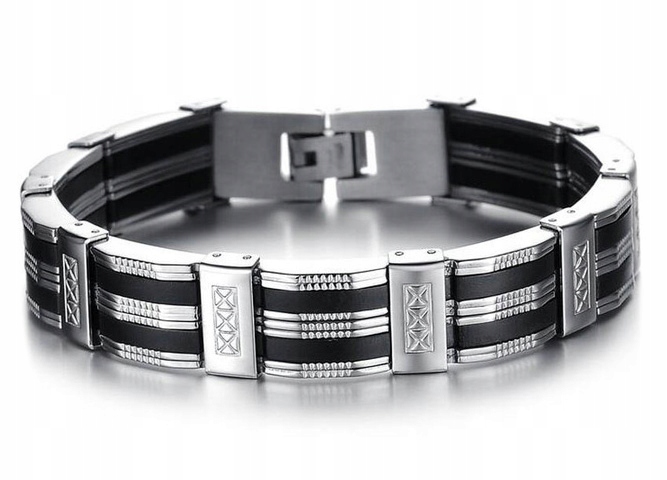 SREBRNA BRANSOLETKA MĘSKA BRANSOLETA 925 MASYWNA GRAWER NA PREZENT DLA TATY