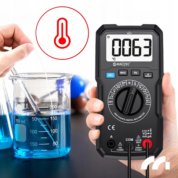 Multimetr Cyfrowy Miernik Prądu Elektryczny Tester LCD Zestaw Przewody
