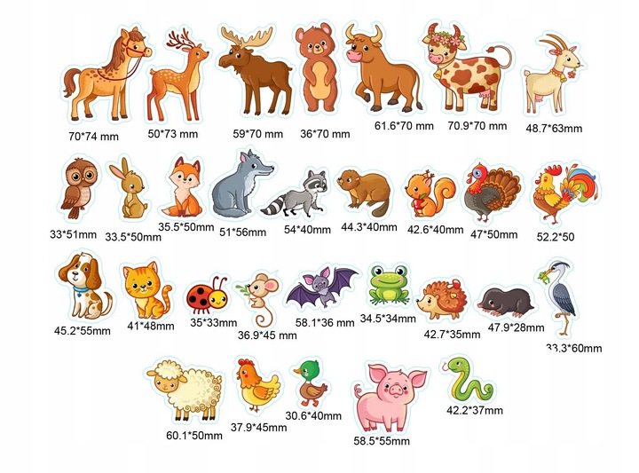 MAGNESY NA LODÓWKĘ DLA DZIECI ZESTAW EDUKACYJNY ZWIERZĘTA PREZENT 30