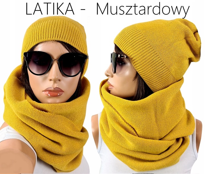 POLSKI KOMPLET CZAPKA + DUŻY KOMIN CIEPŁY - KOLORY