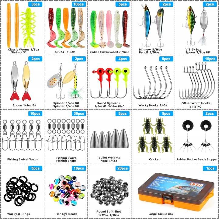 Skrzynka Wędkarska Zestaw Przynęt na Ryby Akcesoria Haczyk Spławik