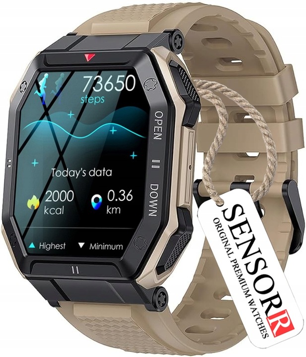 MOCNY WOJSKOWY ZEGAREK MĘSKI SMARTWATCH ROZMOWY SMS POLSKIE MENU ORYGINALNY