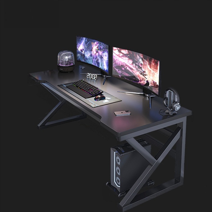 BIURKO GAMINGOWE STÓŁ GAMINGOWY DLA GRACZA KOMPUTEROWE CZARNE DUŻE