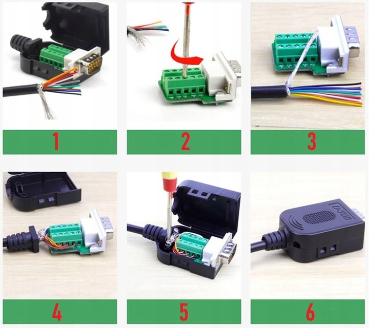ADAPTER ŻEŃSKI DB9 RS232 REDUKTOR KONWERTER NA KABEL D-SUB ROZBIERALNY