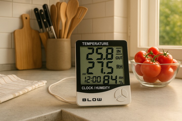 TERMOMETR STACJA POGODY POGODOWA HIGROMETR ZEGAR BATERIA ZESTAW SONDA