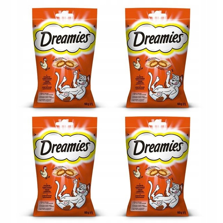 Dreamies Przysmak z pysznym kurczakiem dla kota op. 4x60g PAKIET