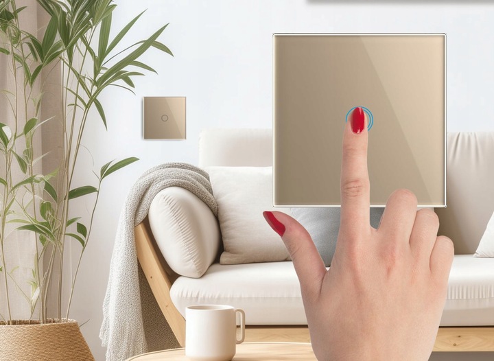 WŁĄCZNIK WYŁĄCZNIK ŚWIATŁA SZKLANY DOTYKOWY POJEDYNCZY ZŁOTY SZKŁO