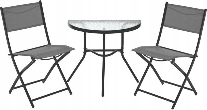 ZESTAW MEBLI BALKONOWYCH DO OGRODU 2x KRZESŁA SKŁADANE + STÓŁ