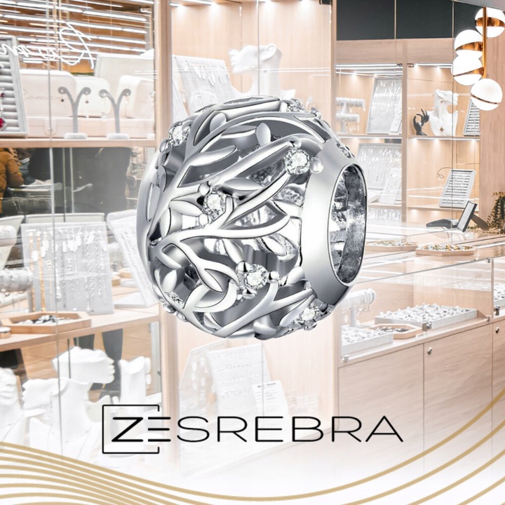 CHARMS GAŁĄZKI srebro 925 listki srebrne zawieszka koralik charmsy pr. S925