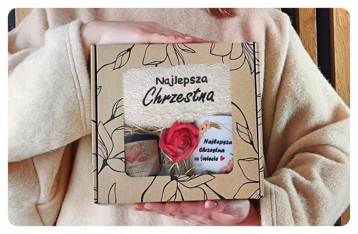PODZIĘKOWANIE Dla Matki Chrzestnej PIERWSZA KOMUNIA - Ręcznik Kubek Prezent