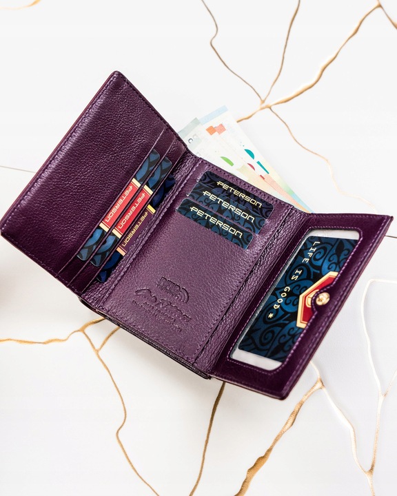 Portfel damski ze skóry Peterson modny skórzany z RFID STOP na prezent