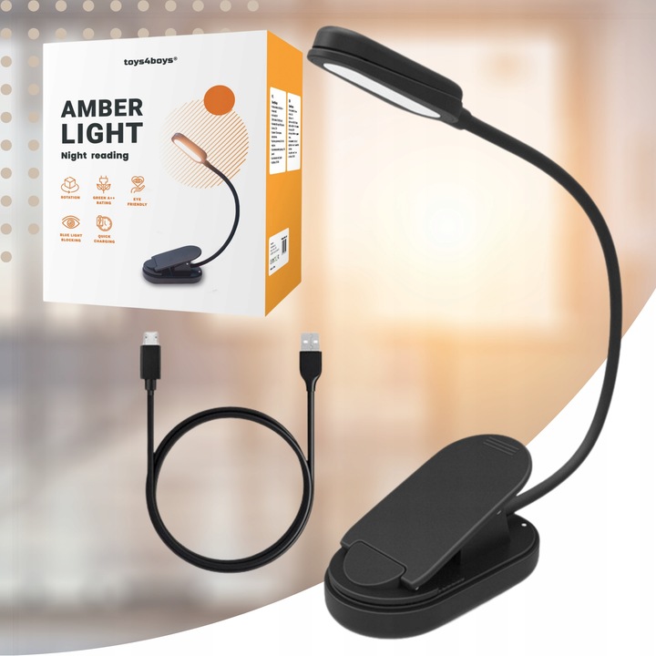 LAMPKA DO CZYTANIA KSIĄŻEK USB LAMPKA NOCNA Z KLIPSEM ZDROWA DLA OCZU 8 LED
