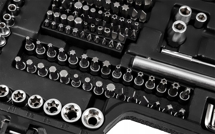 NEO Zestaw Kluczy Nasadowych 220 Elementów 1/2", 3/8", 1/4" Walizka