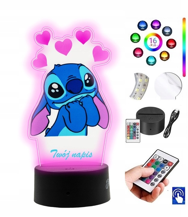 Lampka na biurko UV Statuetka Led Bajka Lilo i Stich Prezent dla Dziecka