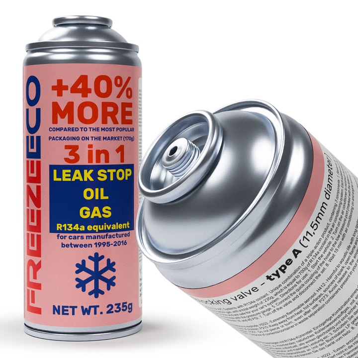 R134A GAZ 3w1 + WĄŻ do nabijania Klimatyzacji Czynnik Olej Uszczelniacz