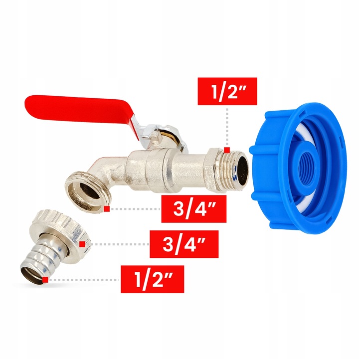 ZAWÓR CZERPALNY KRAN MAUZERA ZBIORNIKA 1000l 3/4x1/2 IBC SZYBKOZŁĄCZKA