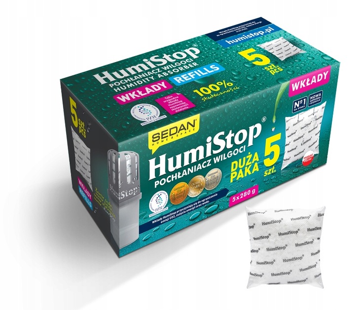 WKŁADY zapachowe HUMISTOP AROMA 5szt POCHŁANIACZ + GRANULKI DO