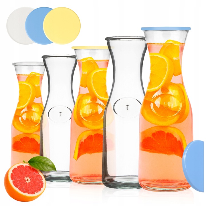 5x SZKLANA KARAFKA 1L DZBANEK NA WODĘ SOKI LEMONIADĘ NAPOJE DO WODY WINA