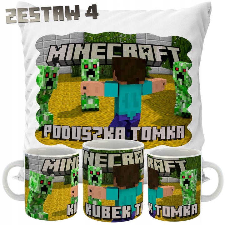 ZESTAW PODUSZKA + KUBEK MINECRAFT IMIĘ PREZENT