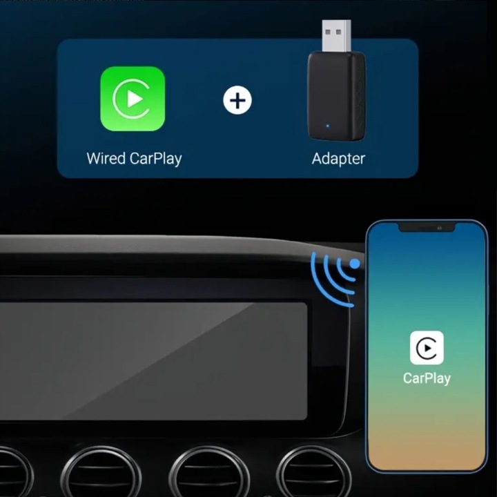 Adapter CarPlay Android Auto BEZPRZEWODOWY WiFi Bluetooth USB USB-C