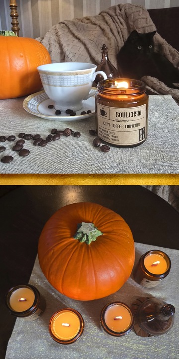 Zestaw Jesień Świece Sojowe na prezent w słoiku, handmade, 4x Świeca 100 ml