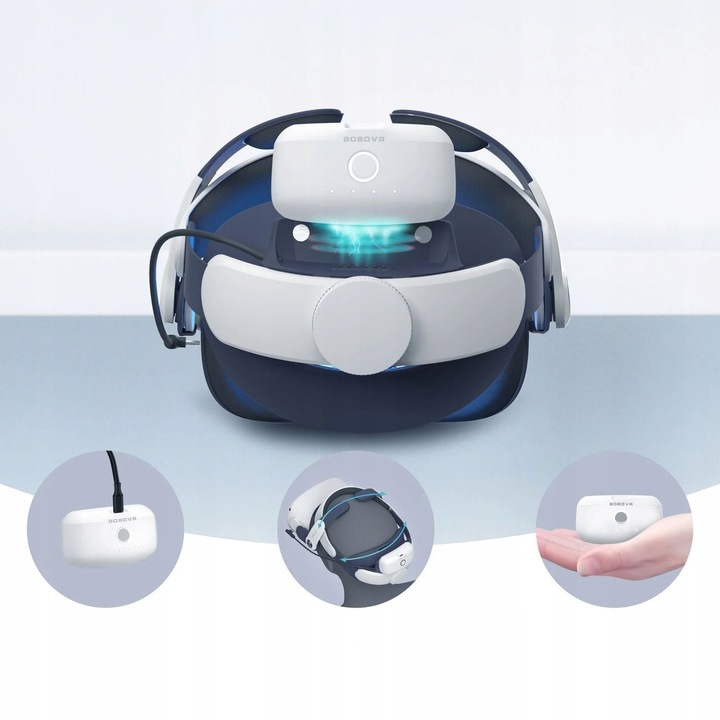 Wygodny Regulowany Pasek Opaska z Zasilaniem do Meta Quest 2 Bateria Stacja