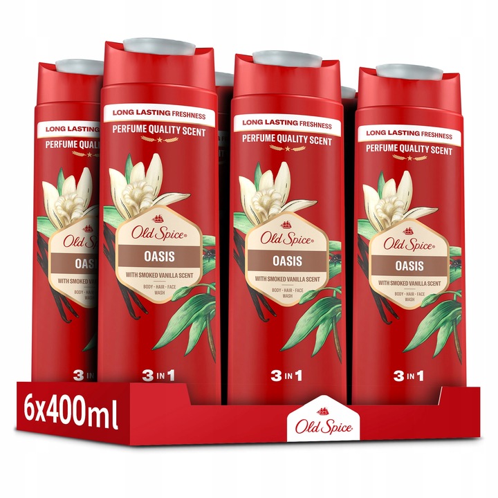 Old Spice Oasis Żel męski pod prysznic i szampon 3w1, 6 x 400ml