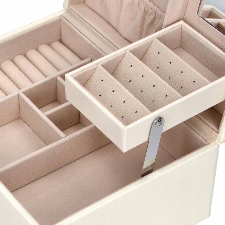 SZKATUŁKA NA BIŻUTERIĘ PUDEŁKO KUFEREK POJEMNY ORGANIZER ELEGANCKI C2