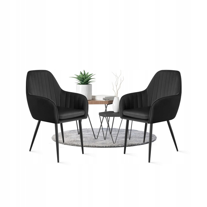 Krzesło welurowe tapicerowane MARK ADLER czarne do jadalni salonu loft