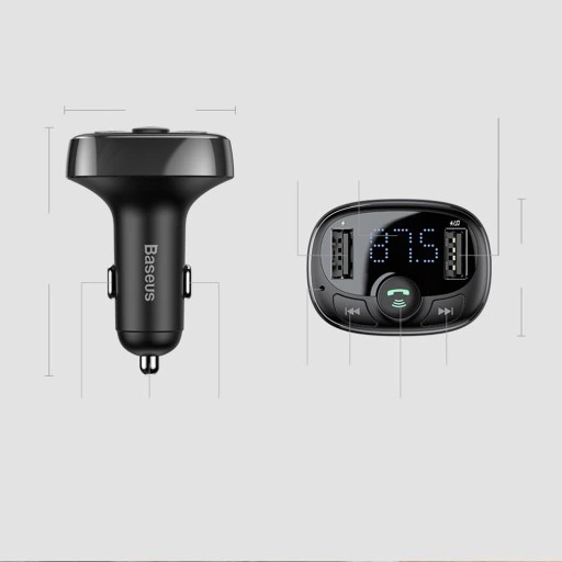 BASEUS ŁADOWARKA TRANSMITER FM BLUETOOTH BT MP3 2XUSB MICRO SD DO AUTA