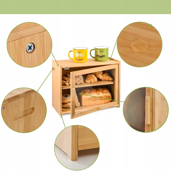 Chlebak bambusowy pojemnik żywność przyprawy półka szafka do kuchni