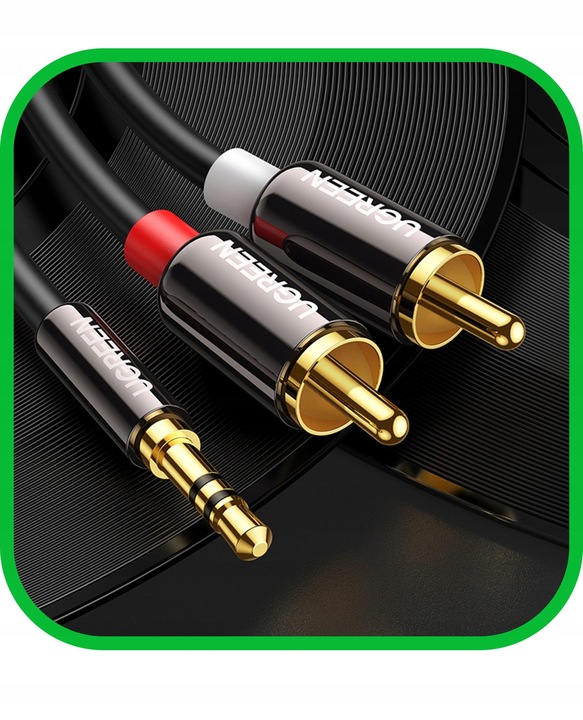 Kabel Przewód Audio JACK 3,5 mm 2x RCA Chinch STEREO 5M HQ Pozłacany