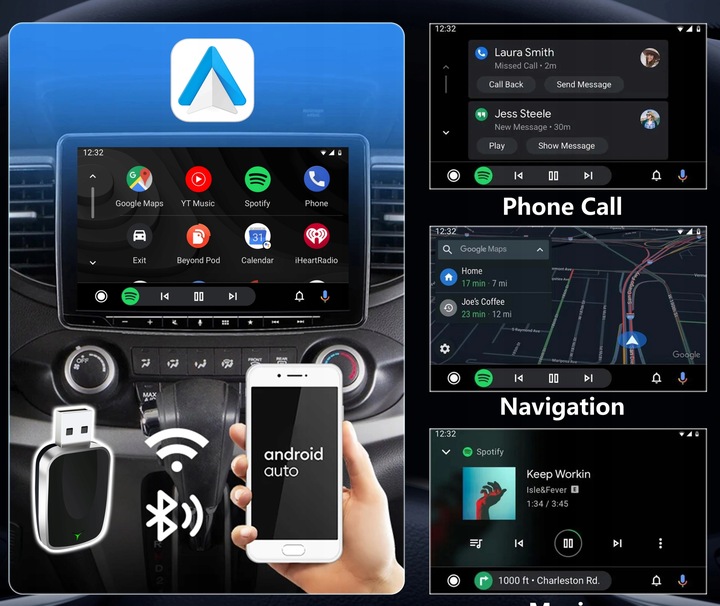 ADAPTER MODUŁ CARPLAY ANDROID AUTO BEZPRZEWODOWY WFI BT DLA IOS