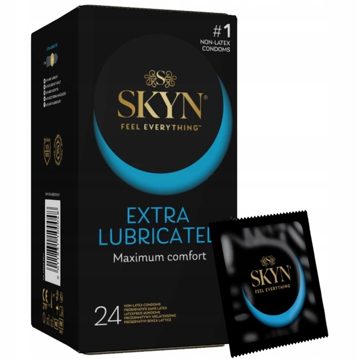 Prezerwatywy SKYN EXTRA LUBRICATED dodatkowo NAWILŻANE nielateksowe 24