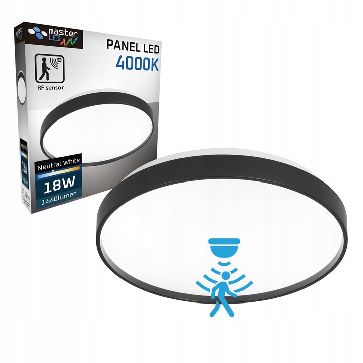 PANEL LED NATYNKOWY plafon sufitowy 18W OKRĄGŁY czujnik ruchu