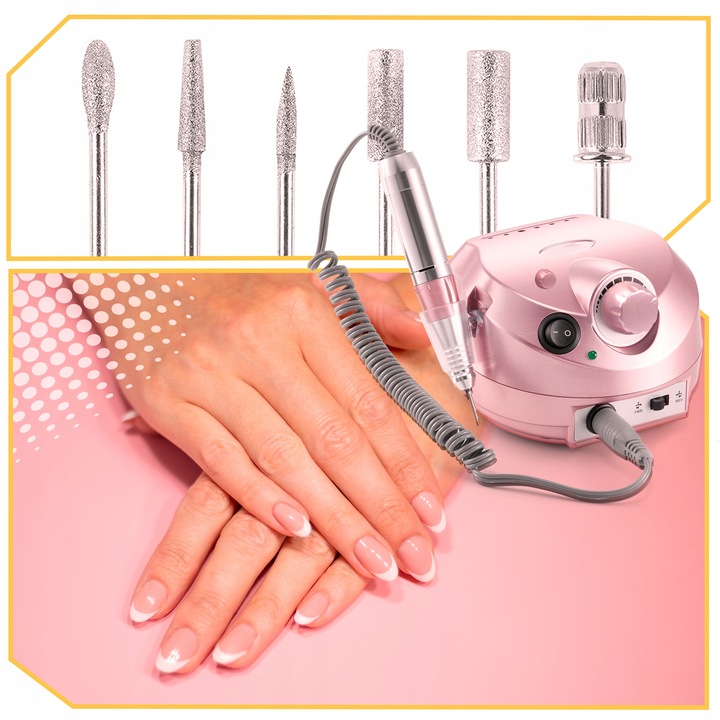 FREZARKA DO PAZNOKCI 65W MANICURE PEDICURE PROFESJONALNA MOCNA + FREZY