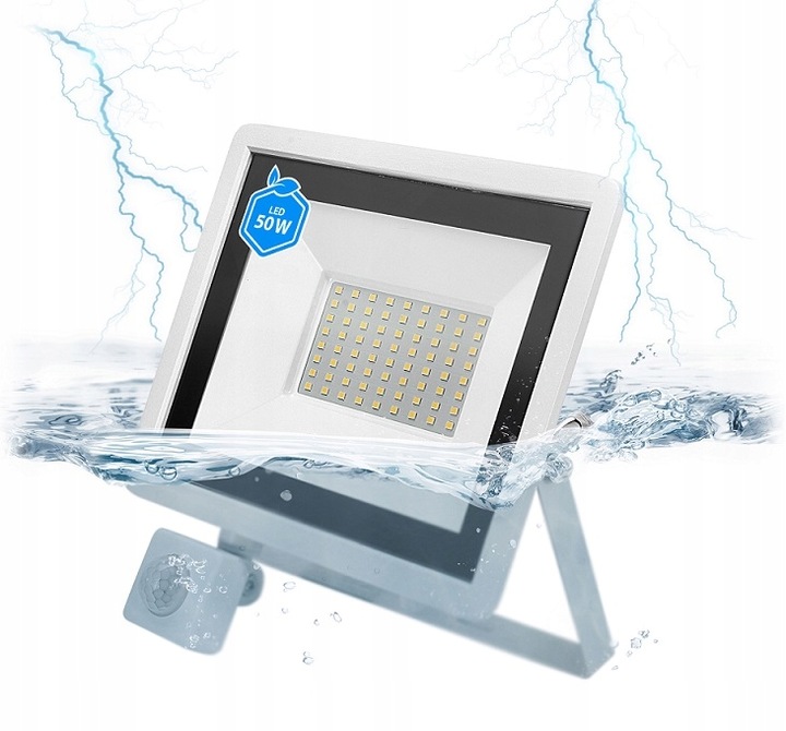 Naświetlacz halogen lampa LED z czujnik ruchu zmierzchu 50W