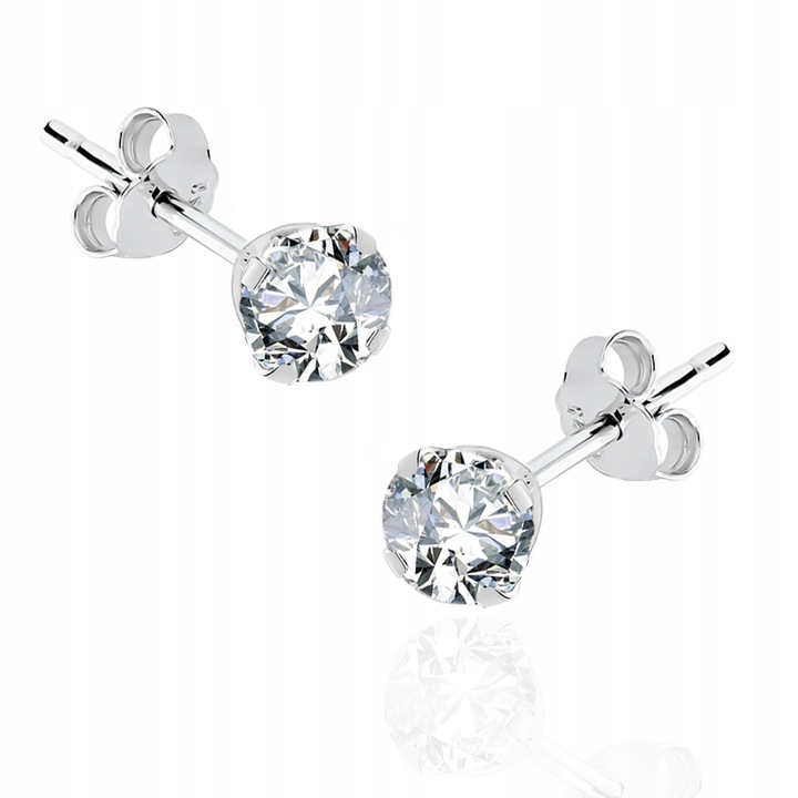 Srebrne kolczyki białe cyrkonie sztyft srebro 925 LAPRII na prezent