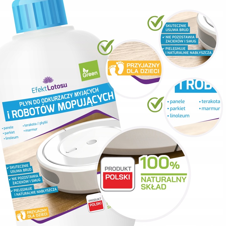 PŁYN MYJĄCY DO ROBOTÓW MOPUJĄCYCH SPRZĄTAJĄCYCH MOPÓW BIONICZNYCH BEZ SMUG