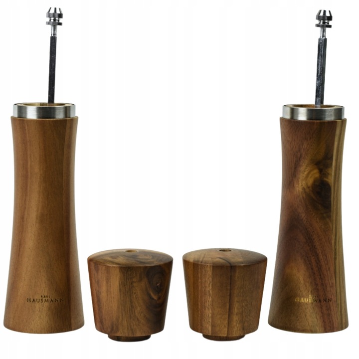 MŁYNEK RĘCZNY DO SOLI i PIEPRZU DREWNIANY ZESTAW 2 KARL HAUSMANN