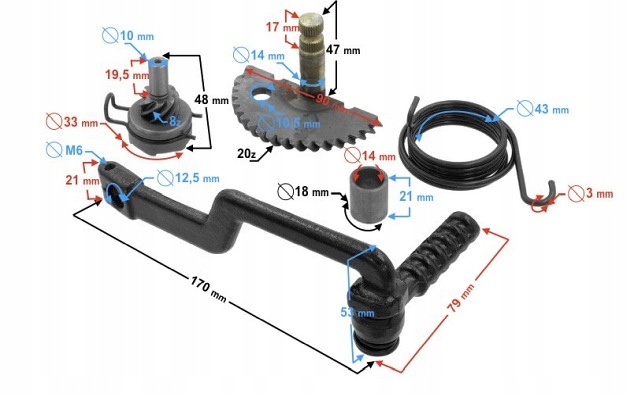 KOPKA PÓŁKSIĘŻYC SPRĘŻYNA ZESTAW KOMPLET SKUTER 4T