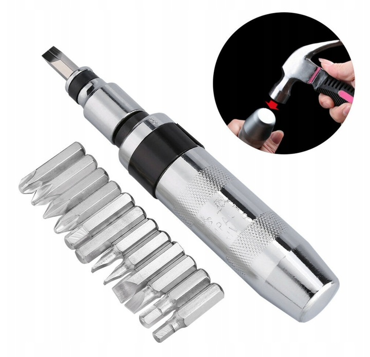 ŚRUBOKRĘT POBIJAK WYKRĘTAK WKRĘTAK UDAROWY 13 BITÓW + METALOWE PUDEŁKO